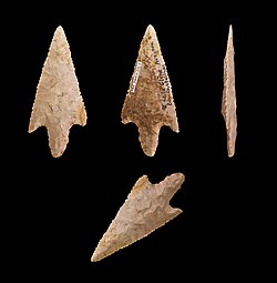 Different views of one arrowhead from chert, 3300 to 2400 BC, Saint-Léons, France
