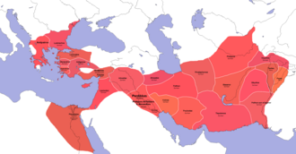 The distribution of satrapies in the Macedonian Empire after the Settlement in Babylon (323 BC)