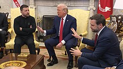 Donald Trump and JD Vance arguing with Zelenskyy in the Oval Office