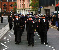 The officers of HMS Forward on parade in Birmingham on 11 November 2010