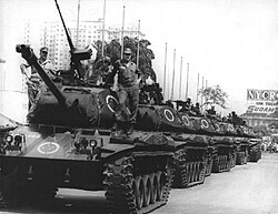 A convoy of M41 Walker Bulldog tanks along the streets of the city in 1968 during the military rule. At the time, Rio de Janeiro was a city-state, capital of Guanabara
