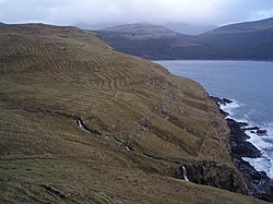 The remains of old run rig strips beside Loch Eynort, Isle of Skye