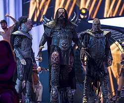 Lordi, appearing in the interval act for the Eurovision Song Contest 2016
