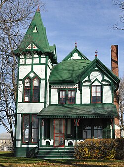 An example of a 19th-century Carpenter Gothic Revival style cottage on Thousand Island Park.