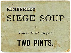Soup ration ticket from the Siege of Kimberley