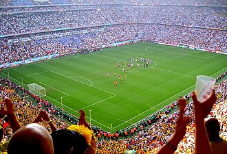 Sweden playing against Germany in the 2006 FIFA World Cup at Munich's Allianz Arena