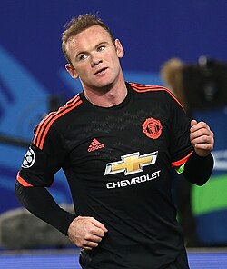 Rooney playing for Manchester United in a UEFA Champions League match against CSKA Moscow in Russia, October 2015