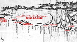 1793 Map of Andrés Baleato showing Peru and Chile's border inside the Spanish Empire.