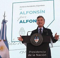 President Mauricio Macri opens an exhibition about Raúl Alfonsín