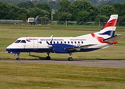 A former Loganair Saab 340B wearing the British Airways livery in 2006