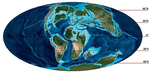 Late Cretaceous global map (Turonian)