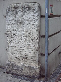 Jewish gravestone at the eponymous middle school