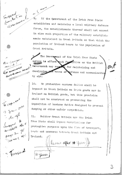 Page from a draft of the Treaty, as annotated by Arthur Griffith