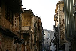 War-damaged buildings still standing in Beirut, 2006