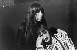 Sonny & Cher during a rehearsal break at Rediffusion Television's Wembley studios on May 26, 1966.
