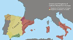 Crowns and kingdoms of the Catholic Monarchs in Europe (1500)