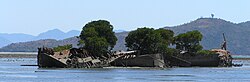 The wreck of SS City of Adelaide at low tide on 25 September 2004.