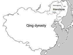 Map of Manchuria under Qing rule in 1820, including the provinces of Fengtian, Jilin and Heilongjiang