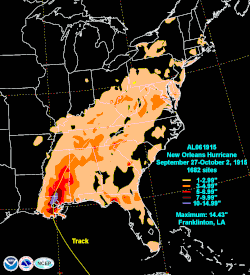 Total rainfall from the hurricane