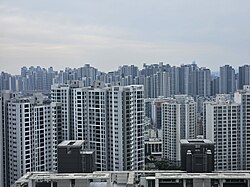 A landscape lined with large apartment complexes in Gwangmyeong