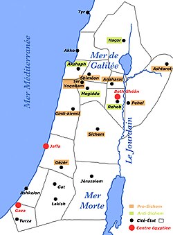 Map of Canaan during the Late Bronze Age