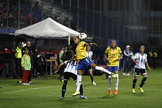 The women's national sides representing Argentina and Brazil play at the 2014 Copa América Femenina.