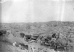 Wrecked transport 1.5 miles (2.4 km) from Tulkarm on the Nablus road