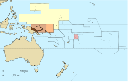 German colonies in the Pacific, with German New Guinea in brown