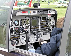 A light aircraft (Robin DR400/500) cockpit