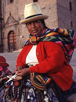 Quechua woman selling souvenirs in Cusco