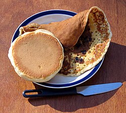 Scotch pancake and fruit crumpet