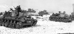 US M46 Patton tanks, painted with tiger heads thought to demoralize Chinese forces