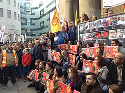 Supporters of the Turkish Labour Party protesting in London following the 2015 Ankara bombings