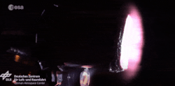 Solar array drive burning up in simulated re-entry (ESA)