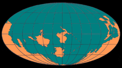 Global map reconstruction showing continents at 500 million years ago