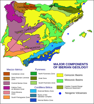 Major Geologic Units of the Iberian Peninsula