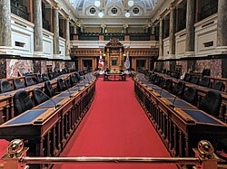 The meeting chamber of the Legislative Assembly