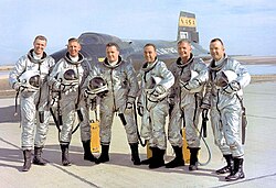 North American X-15A (AF Ser. No. 56-6671) with test pilots, Edwards AFB, California. Number 6671 was extensively damaged during emergency landing at Edwards AFB on 9 November 1962 with John McKay at the controls. Later modified as X-15A-2; now on display at the National Museum of the U.S. Air Force at Wright-Patterson AFB, OH.