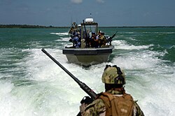 The Belizean Coast Guard working with the United States Navy
