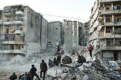 Building wreckage in Aleppo, Syria