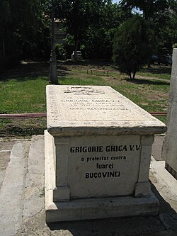 Monument in Iași (1875) dedicated to Grigore III Ghica and Moldavia's loss of Bukovina.