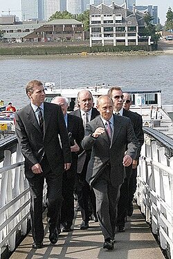 Andrew with Russian President Vladimir Putin in London, 26 June 2003