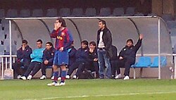 Guardiola coaching Barcelona B in 2008