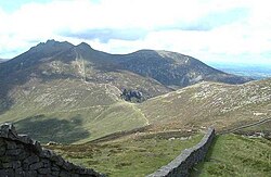 The Mourne Wall, looking towards Hare's Gap in the Mourne Mountains, Northern Ireland