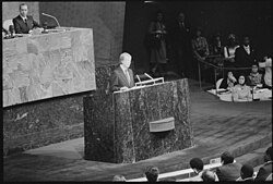 President of the United States Jimmy Carter addresses the 32nd session of the UN General Assembly on 4 October 1977.