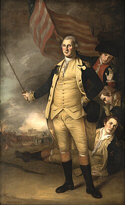 Charles Willson Peale, George Washington at the Battle of Princeton (1784), Princeton University Art Museum, showing Nassau Hall in the background