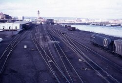 The site of Expo '74, as seen in 1972, was a former railyard.