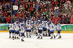 Finland's men's national ice hockey team is ranked as one of the best in the world. The team has won five world championships (1995, 2011, 2019, 2022 and 2026) and one Olympic gold medal (2022).[357][358]