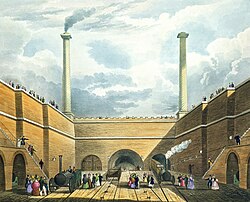 Thomas Talbot Bury's watercolour of the Liverpool Edge Hill tunnel portals