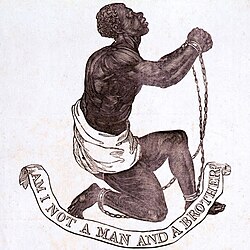 A Wedgwood anti-slavery medallion, produced in 1787 by Josiah Wedgwood[126]